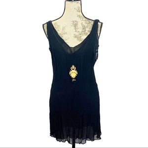 Yes! Brazil Dress/Cover-Up, Blk w/ metallic gold-M